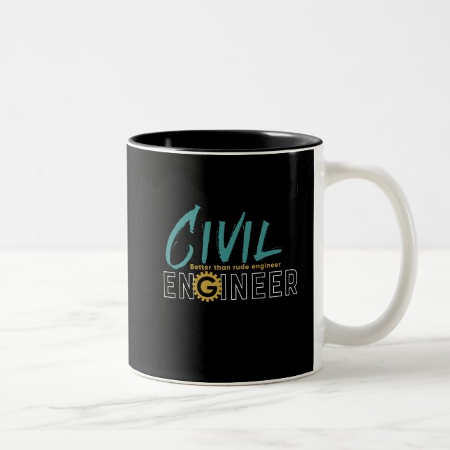 Funny Geek Engineer Civil Engineering Student Two-Tone Coffee Mug (Right)
