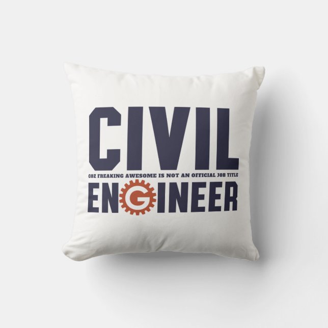 Funny Geek Engineer Humor Civil Engineering Job Throw Pillow (Front)