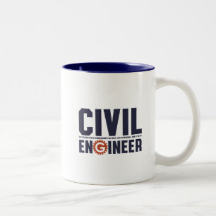 Funny Geek Engineer Humor Civil Engineering Job Two-Tone Coffee Mug