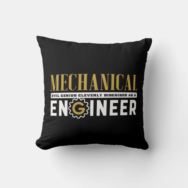 Funny Geek Engineer Mechanical Engineering Student Throw Pillow (Front)