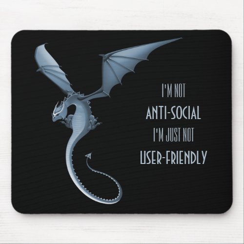 Funny geek gamer nerd quote dragon fantasy mouse pad