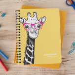 Funny Geek Giraffe Name 2024 Planner<br><div class="desc">Personalized funny 2024 planner featuring a bright yellow background that can be changed to any color,  a quirky geek giraffe with pink glasses,  your name and the year.</div>