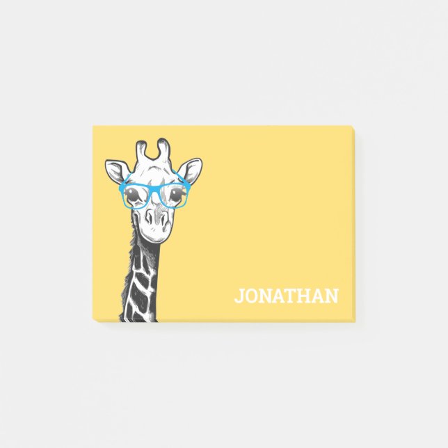Funny Geek Giraffe Yellow Notes (Front)
