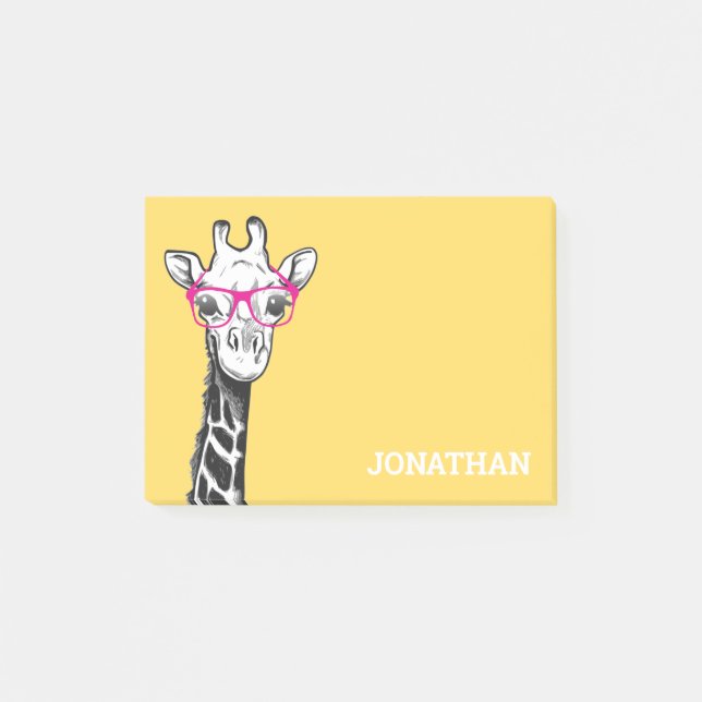 Funny Geek Giraffe Yellow Post-it Notes (Front)