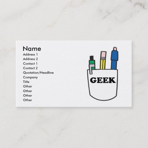 Customizable Funny GEEK Pocket Protector Business Cards