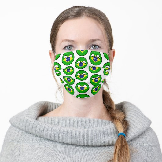 Funny Geeky Brazil Countryball Flag Adult Cloth Face Mask (Worn)