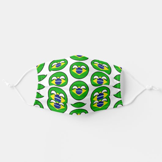 Funny Geeky Brazil Countryball Flag Adult Cloth Face Mask (Front, Unfolded)