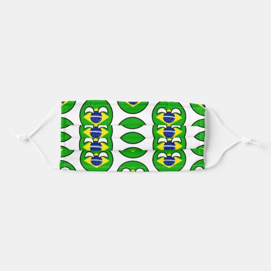 Funny Geeky Brazil Countryball Flag Adult Cloth Face Mask (Front, Folded)