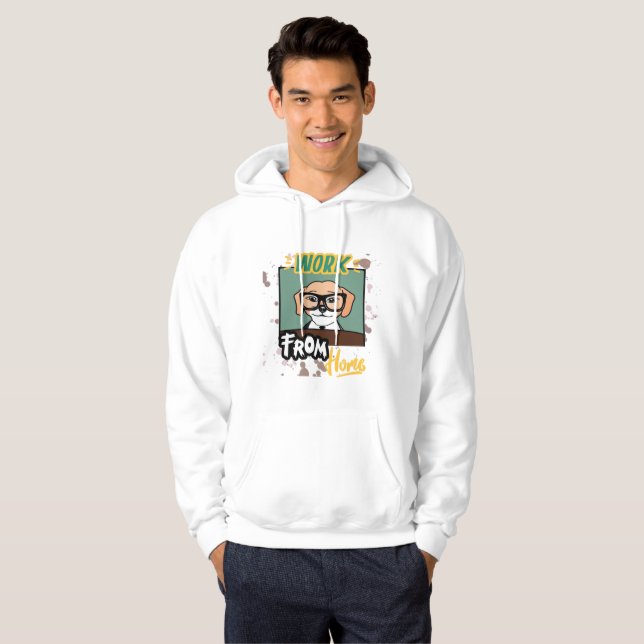 Funny Geeky Dog Work from Home Hoodie (Front Full)
