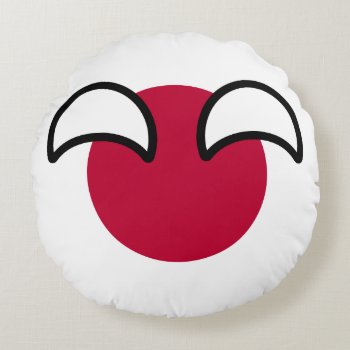 Funny Geeky Japan Countryball Flag Round Pillow by Countryballs_Store at Zazzle