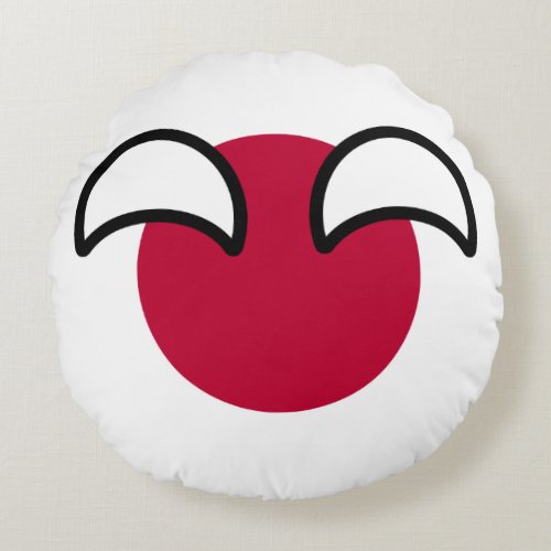 Funny Geeky Japan Countryball Flag Round Pillow