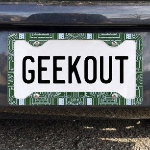 Funny Geeky Nerd Computer Circuit Board Pattern License Plate Frame