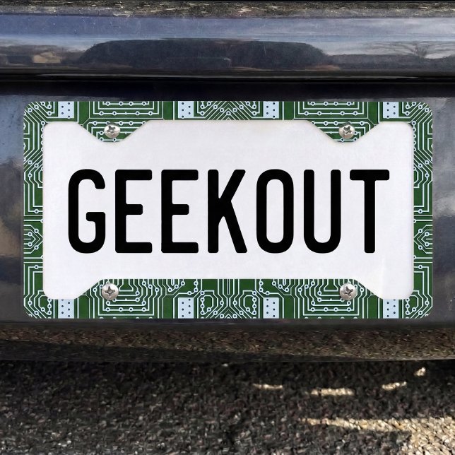 Funny Geeky Nerd Computer Circuit Board Pattern License Plate Frame (Creator Uploaded)