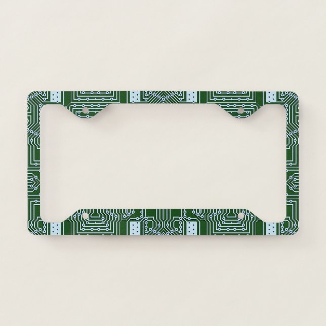 Funny Geeky Nerd Computer Circuit Board Pattern License Plate Frame (Front)