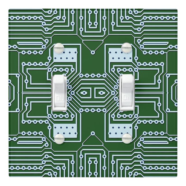 Funny Geeky Nerd Computer Circuit Board Pattern Light Switch Cover (In Situ)