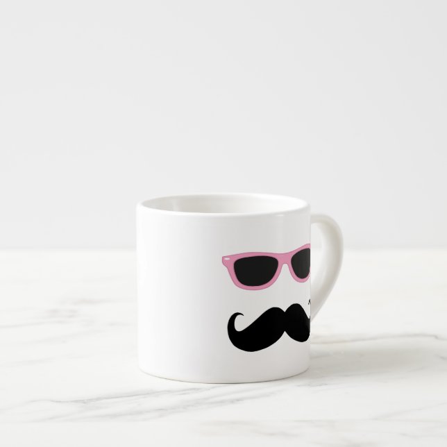 Funny Geeky Pink Sunglasses with mustache Espresso Cup (Front Right)