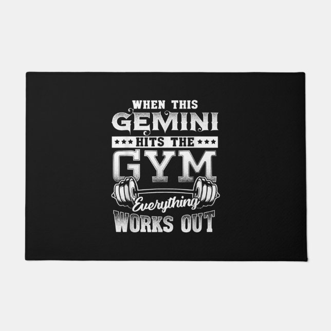 Funny Gemini Gym Workout Design Doormat (Front)