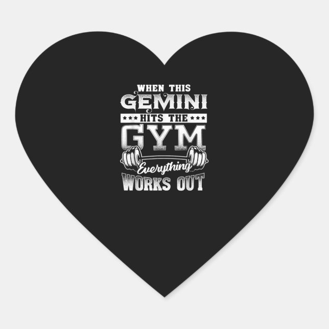 Funny Gemini Gym Workout Design Heart Sticker (Front)