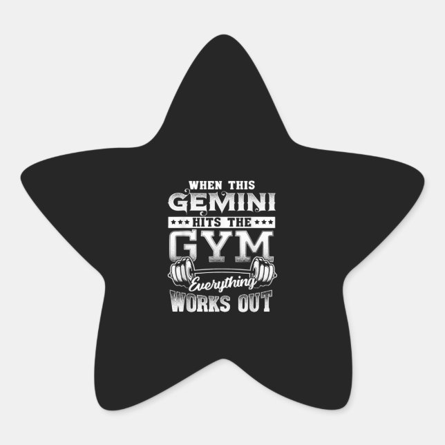 Funny Gemini Gym Workout Design Star Sticker (Front)