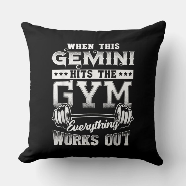 Funny Gemini Gym Workout Design Throw Pillow (Front)