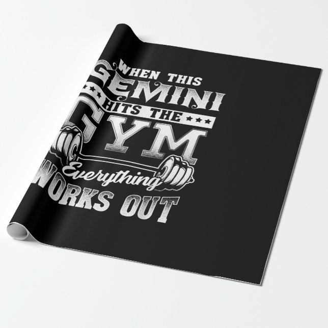 Funny Gemini Gym Workout Design Wrapping Paper (Unrolled)