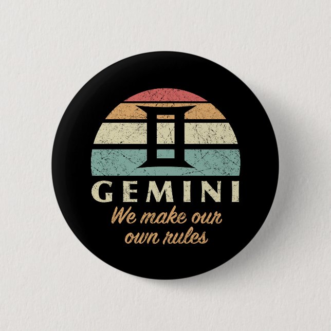 Funny Gemini Zodiac Rules Button (Front)