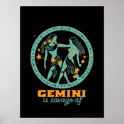 Funny Gemini Zodiac Star Astrology Birthday Poster