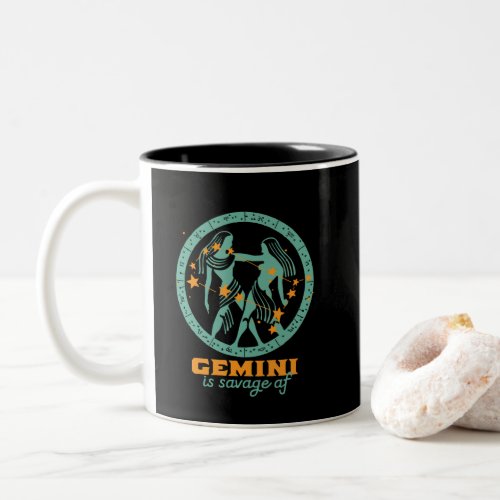 Funny Gemini Zodiac Star Astrology Birthday Two_Tone Coffee Mug
