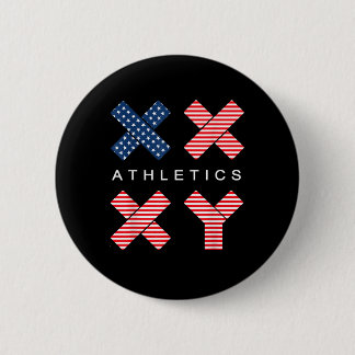 Funny Gender Genetic American Flag Xx Xy Athletics Button
