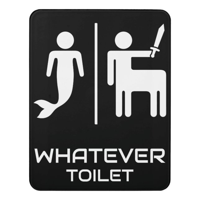 Funny Gender Neutral Restroom Door Sign (Contemporary Vert)
