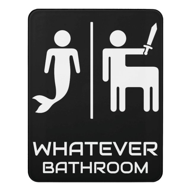 Funny Gender Neutral Restroom Door Sign (Contemporary Vert)