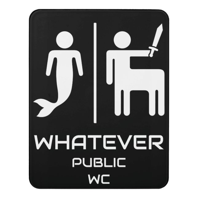 Funny Gender Neutral Restroom Door Sign (Contemporary Vert)