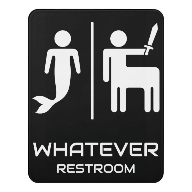 Funny Gender Neutral Restroom Door Sign (Contemporary Vert)