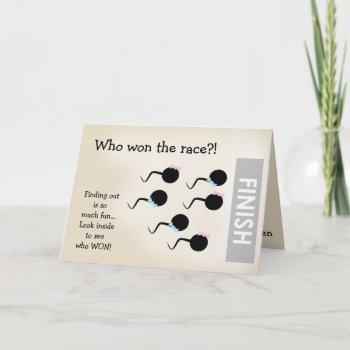 Funny Gender Reveal Announcement Card (boy) by FuzzyFeeling at Zazzle