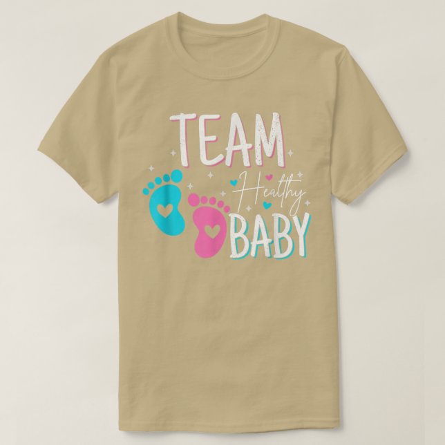 Funny gender reveal of team healthy baby party sup T-Shirt (Design Front)