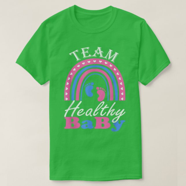 Funny gender reveal of team healthy baby party sup T-Shirt (Design Front)