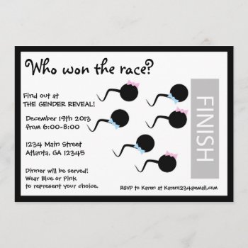 Funny Gender Reveal Party Invitation - Sperm Race by FuzzyFeeling at Zazzle