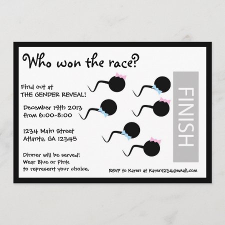 Funny Gender Reveal Party Invitation - Sperm Race