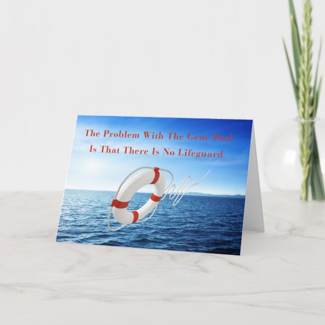 Funny Gene Pool Lifeguard Greeting Card (Front)