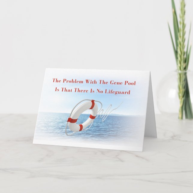 Funny Gene Pool Lifeguard Greeting Card (Front)