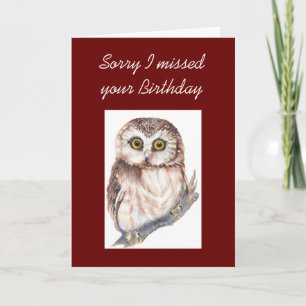 Funny General Belated Birthday, Cute Owl Card
