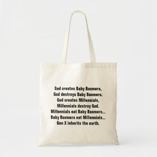 Funny Generation X Baby Boomer Millennial Joke Tote Bag
