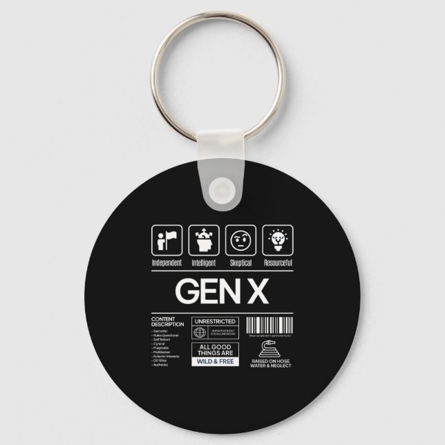 Funny Generation X Characteristics Mens Navy  Keychain (Front)