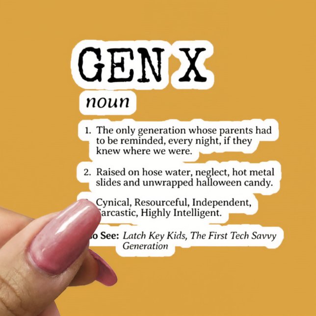 Funny Generation X Definition Black Typography Sticker (Creator Uploaded)