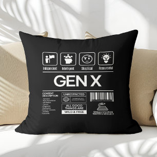 Funny Generation X Descriptive Traits Throw Pillow