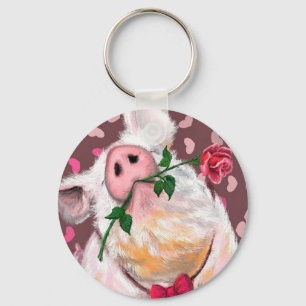 Funny Gentleman Pig Keychain