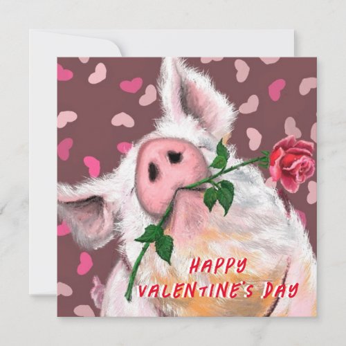 Funny Gentleman Pig Valentines Day Card