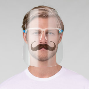 Funny Gentlemen Brown Handlebar Curved Moustache Face Shield
