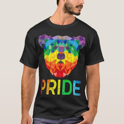 Funny Geometric Bear LGBT Rainbow Flag Gay Pride T T_Shirt