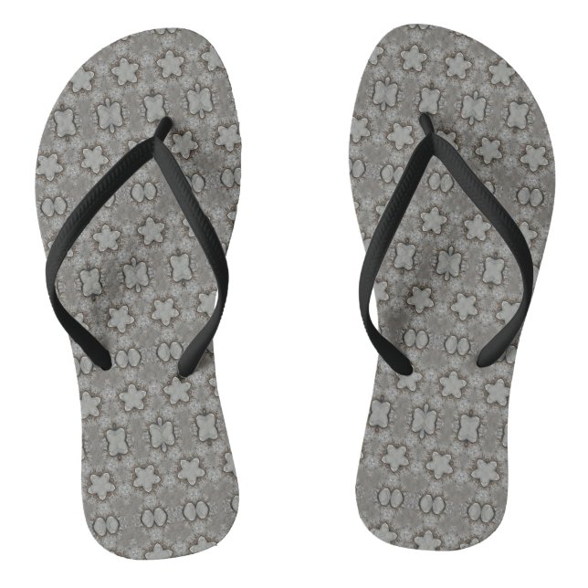 Funny Geometric Pattern Stars Silver Gray Elegant Flip Flops (Footbed)